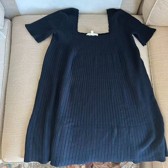 NEW Sezane Knitted Mini Dress Small/Medium Navy Blue Knit French Casual - Picture 4 of 8